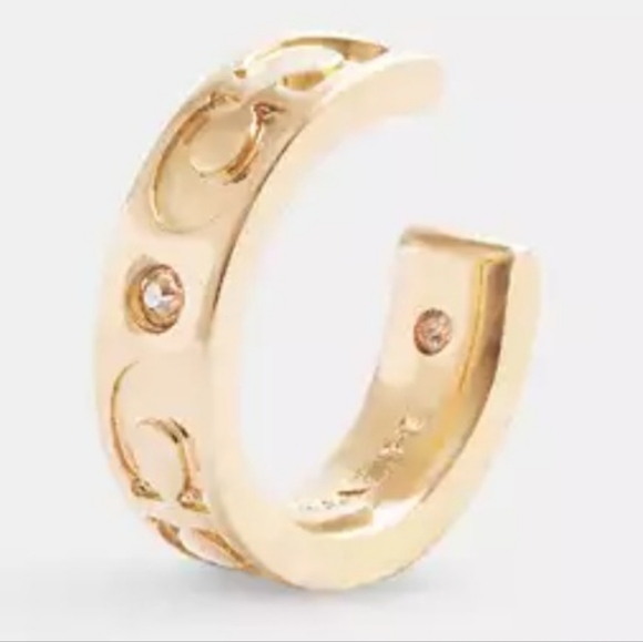 Coach Jewelry - New COACH  Kissing Ear Cuff In Gold Color With Gems/Singature C (NWT)